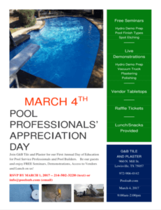 Free day of education for Pool Professionals'.